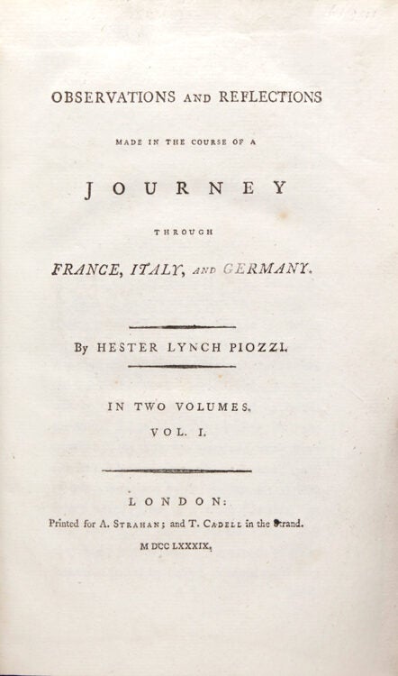 Observations and Reflections Made in the Course of a Journey Through France, Italy, and Germany