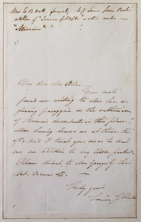 AUTOGRAPH LETTER SIGNED by Louisa J. Hall