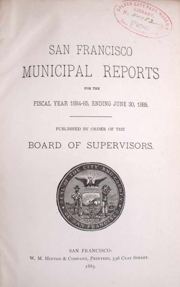 Report of the Special Committee of the Board of Supervisors of San Francisco on the Condition of the Chinese Quarter and the Chinese in San Francisco ... [within: San Francisco Municipal Reports for the Fiscal Year 1884-85, Ending June 30, 1885]
