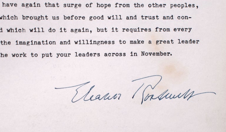 Typescript signed, her 1956 Democratic National Convention speech