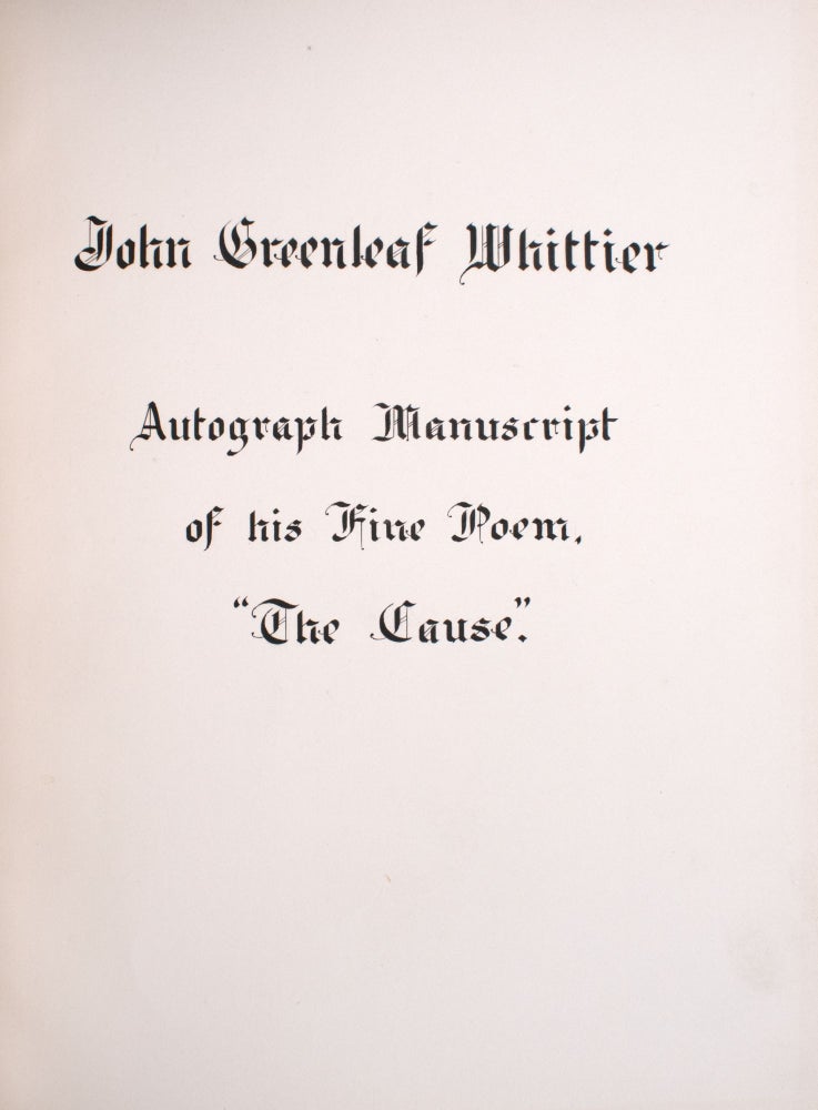 Autograph manuscript signed, fair copy of his poem The Cause