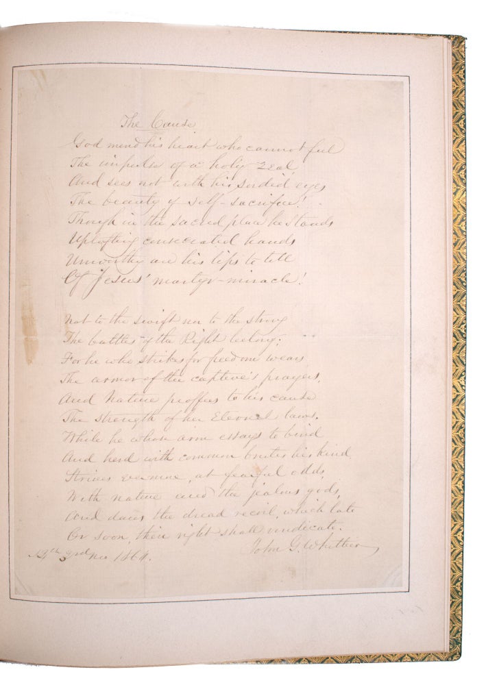 Autograph manuscript signed, fair copy of his poem The Cause