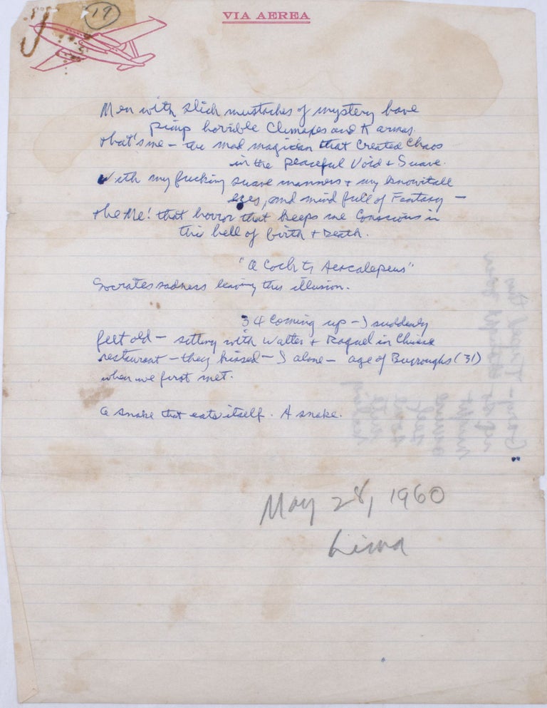 Autograph Manuscript of his poem, "Aether," with annotations by Jack Kerouac and Gary Snyder
