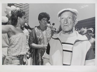 Item #346618 Gay Pride Parade, 1988 [old man with drag queen in background]. Roswell Angier