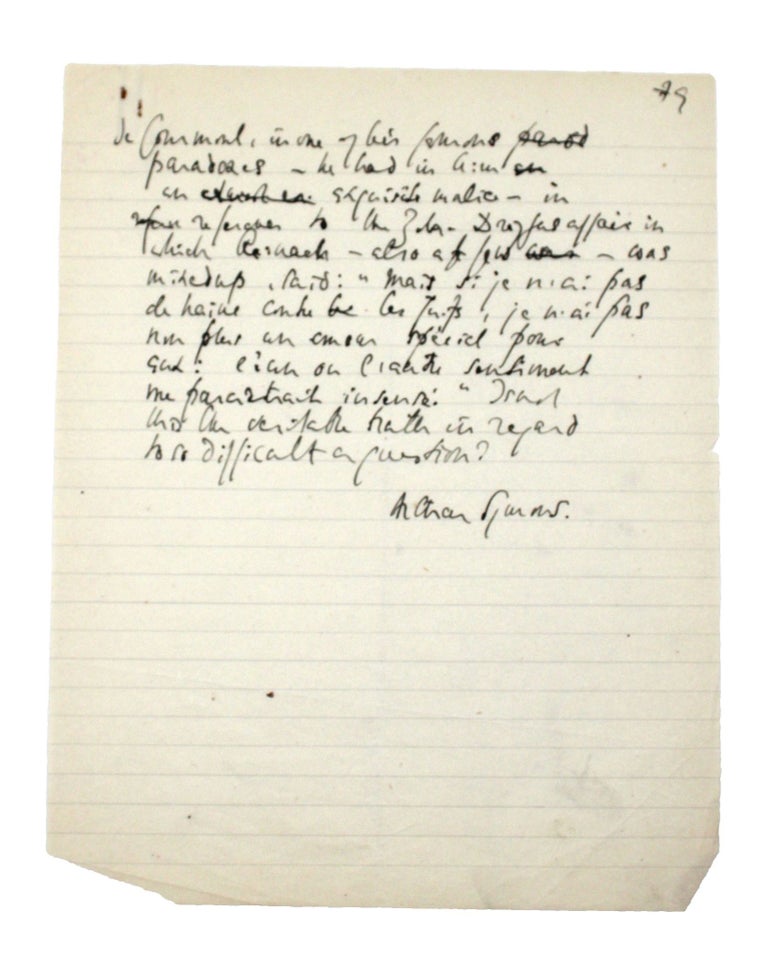 Handwritten Inscription Manuscript, Inscription upon a silver plate given to his youngest son ...