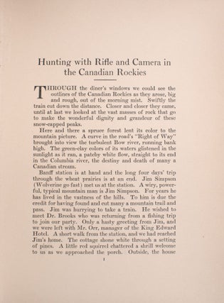 Hunting with Rifle and Camera in the Canadian Rockies [Spine title]