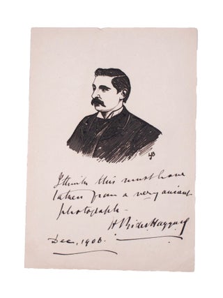 Item #346661 Ink Portrait of H. Rider Haggard, inscribed by him. H. Rider Haggard