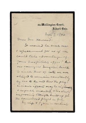 Item #346671 Autograph Letter, signed, "S.L. Clemens" to Mr. Howard, rejecting the offer of a...