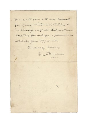 Autograph Letter, signed, "S.L. Clemens" to Mr. Howard, rejecting the offer of a stay in England