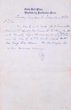Item #346680 Autograph letter signed, with his initials, to his servant John Thompson. Charles...