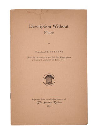 Item #346765 Description Without Place. Wallace Stevens