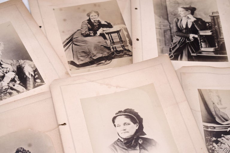 Collection of photos of American Women Writers, including Louisa May Alcott, Helen Hunt Jackson, Lucy Larcom, Sarah Jane Lippincott, Harriet Beecher Stowe, and Elizabeth Stuart Phelps Ward