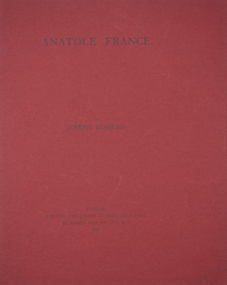 Item #346850 Anatole France. Joseph Conrad