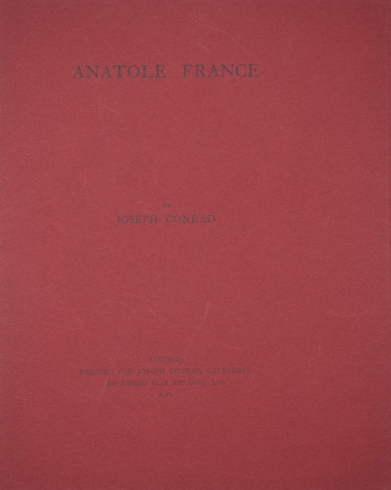 Item #346850 Anatole France. Joseph Conrad.