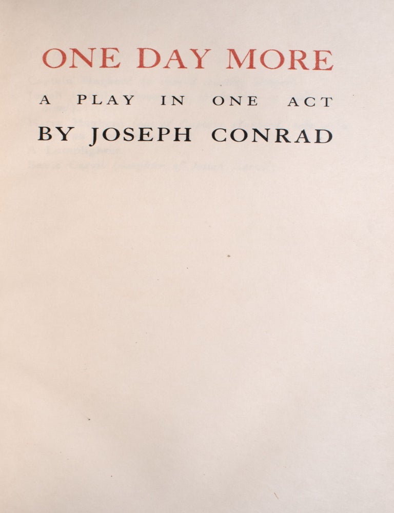 One Day More. A Play in One Act