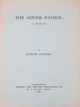 Item #346862 The Dover Patrol. A Tribute. Joseph Conrad