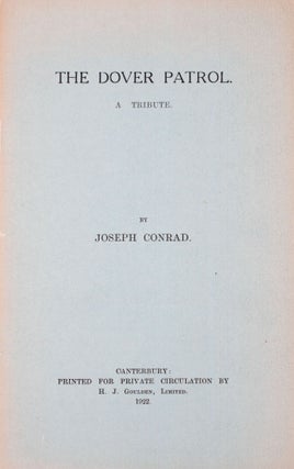 Item #346862 The Dover Patrol. A Tribute. Joseph Conrad