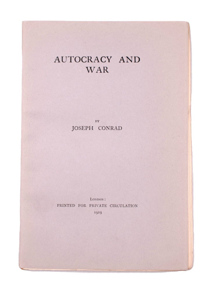 Item #346875 Autocracy and War. Joseph Conrad.