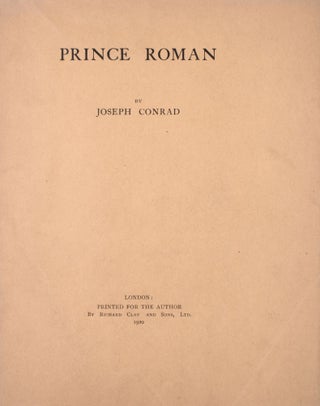 Item #346888 Prince Roman. Joseph Conrad