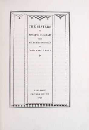 Item #346956 The Sisters. Joseph Conrad, Ford Madox Ford, intro