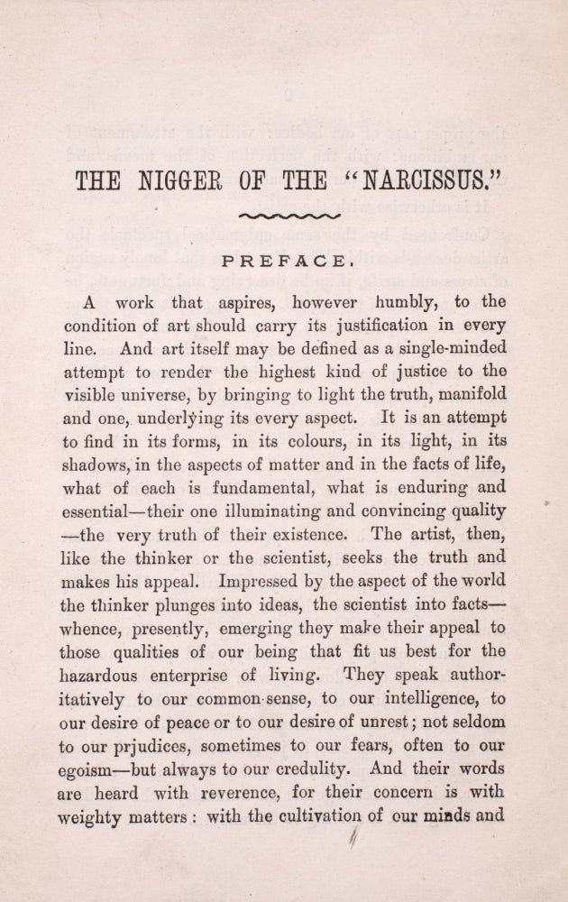 Item #346961 The Nigger of the Narcissus - Preface. Joseph Conrad.