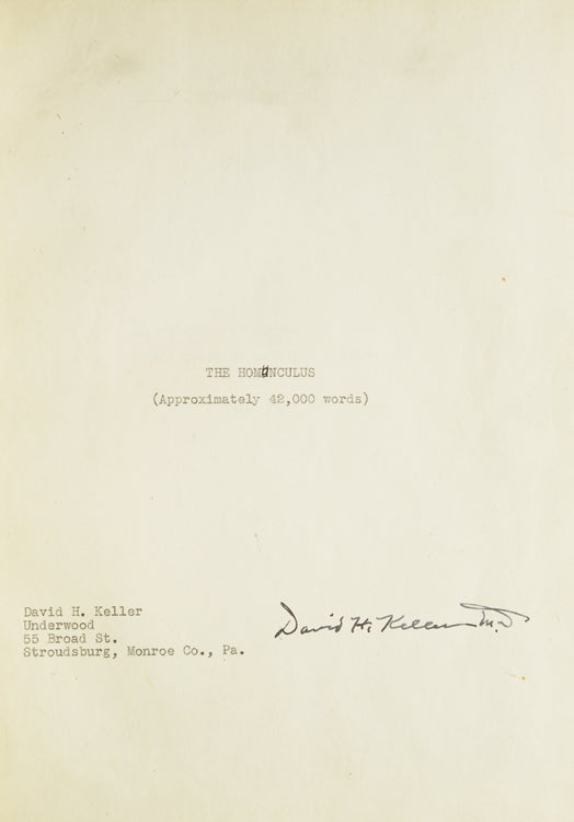 Corrected Typescript Signed of his novel, The Homunculus