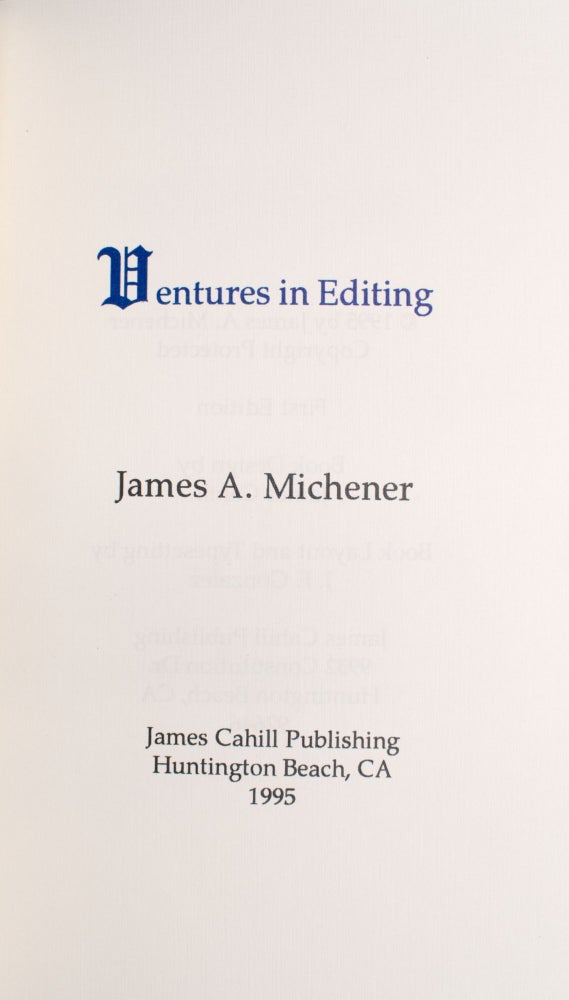 Ventures in Editing