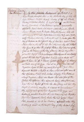 Item #351783 Contemporary true copy of a manuscript document signed by notary William Bradford,...