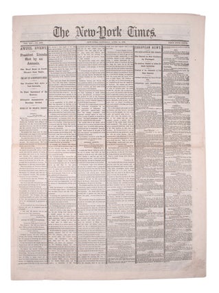 Item #351865 The New-York Times ... April 15, 1865 ... Awful Event. President Lincoln Shot by an...