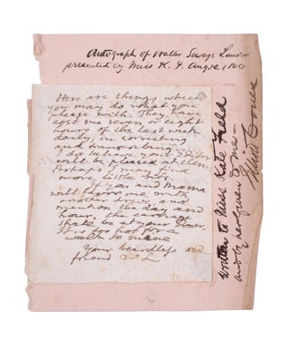 Item #352006 Autograph Letter, signed "WL" to Kate Field [August 12, 1866]. Walter Savage Landor