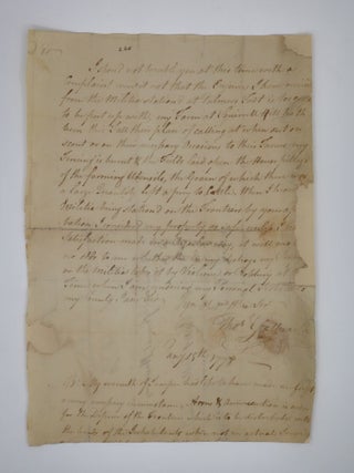 Item #352125 Autograph Letter Signed, from Thomas Galbraith to General Edward Hand, complaining...