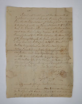 Item #352125 Autograph Letter Signed, from Thomas Galbraith to General Edward Hand, complaining...