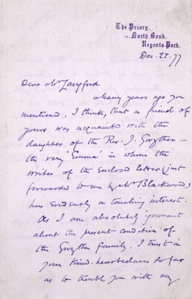 Item #352206 Autograph Letter, signed "ME Lewes" to [Joseph Munt] Langford. George Eliot