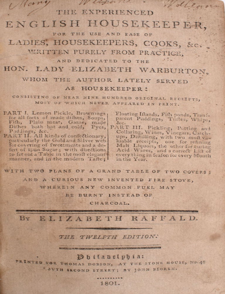 The Experienced English Housekeeper: for the Use and Ease of Ladies, Housekeepers, Cooks, &c