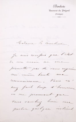 Item #352376 AUTOGRAPH LETTER SIGNED BY EDOUARD DELPIT, to 'Madame le Comtesse' [possibly Madame...