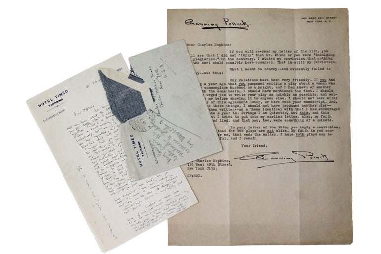 ALS. "Dear "Charles" Hopkins (at the Charles Hopkins Theatre in NYC)... We have had calls sent me here about the title and I hope you feel happy about it now. I like my suggestion 'Fabric of a Dream'...I need hardly tell you how delighted I am, as I expect you must be, with the success of Michael and Mary...as alaways you seem to have chosen a wonderfully good cast for it. "