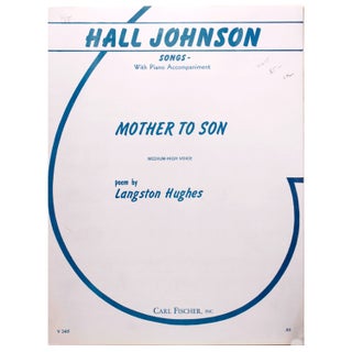 Item #352636 MOTHER TO SON. Medium-High Voice. Poem by Langston Hughes. Music by Hall Johnson....