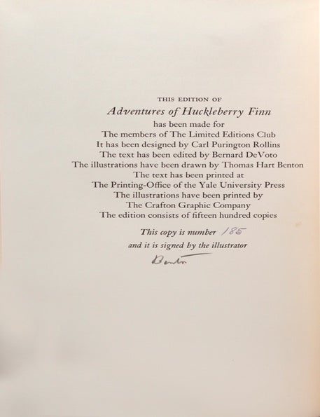 Adventures of Huckleberry Finn by Mark Twain. Edited with an Introduction by Bernard DeVoto