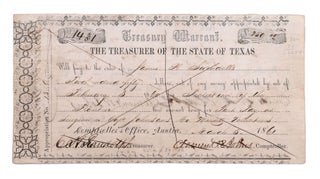 Item #352865 Partly-printed treasury warrant, order to pay James H. Swindell $250 for "protection...