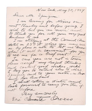Item #352972 Jose Clemente Orozco [WITH] Two Autograph Letters, signed (“José Clemente...