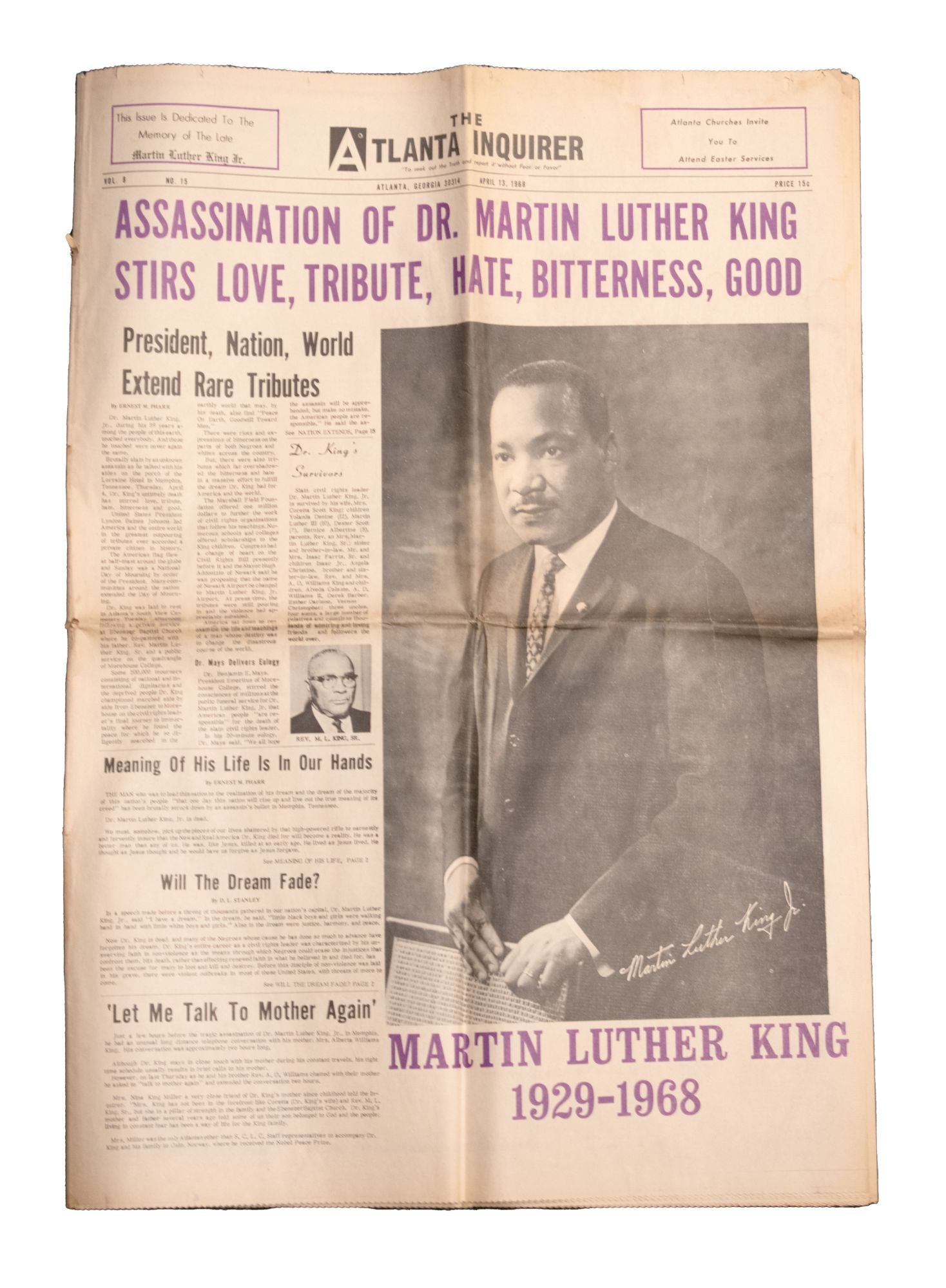 Atlanta Inquirer ... Vol. 3, No. 15 ... April 13, 1968 ...