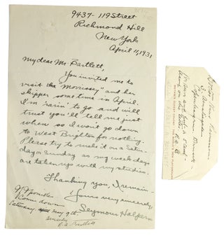 Item #35310 Two autograph notes, first signed in margin of another letter as “R. A. Bartlett”...