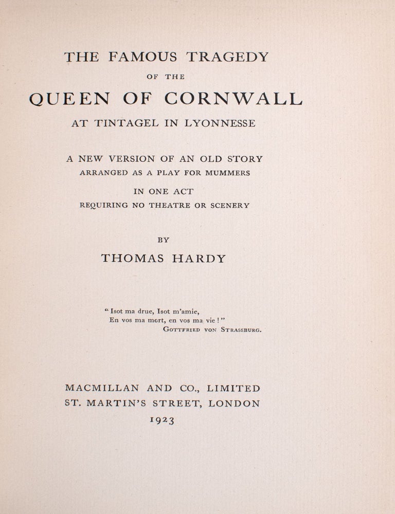 The Famous Tragedy of the Queen of Cornwall at Tintagel in Lyonnesse