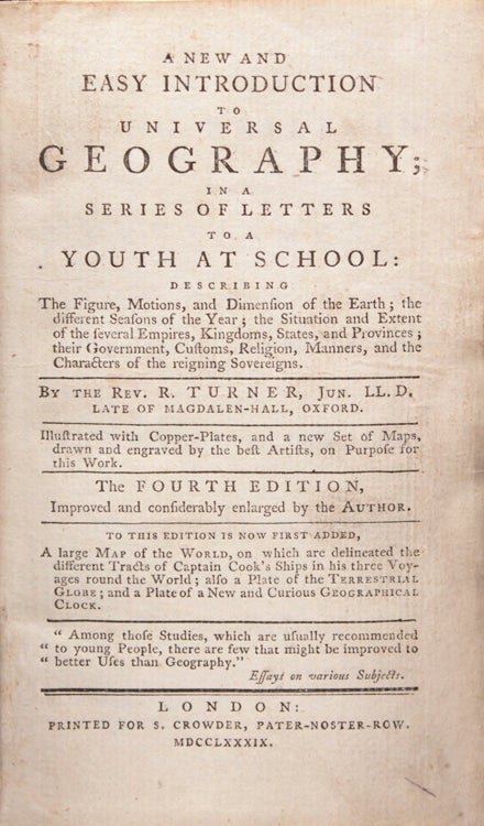 A New and Easy Introduction to Universal Geography ; in a series of letters to a youth at School