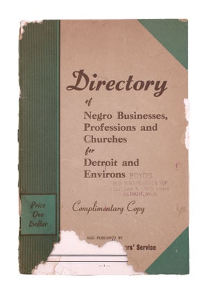 Item #353524 Directory of Negro Businesses, Professions, Churches for Detroit and Environs....