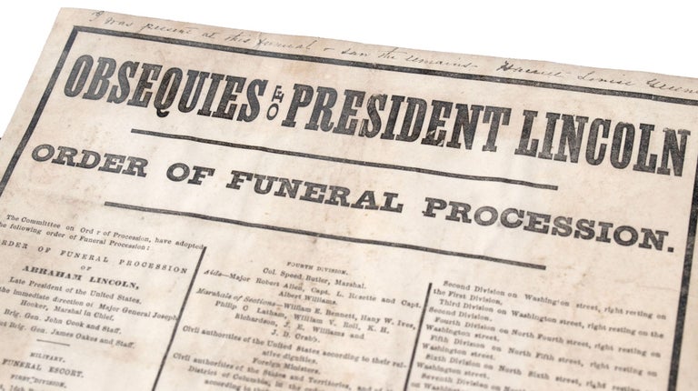 Obsequies of President Lincoln. Order of Funeral Procession