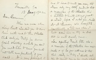 Item #353673 Autograph Letter, signed (“D. Sage”), to William M Barnum, 13 January 1902. Dean...