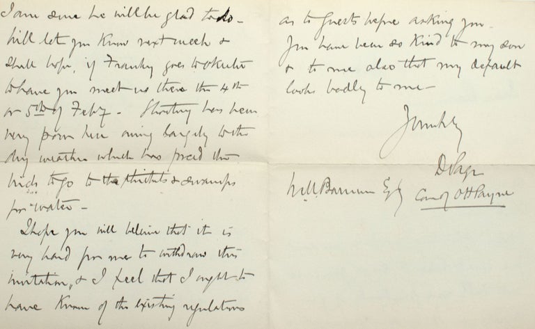 Autograph Letter, signed (“D. Sage”), to William M Barnum, 13 January 1902
