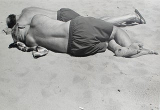 Item #353773 Coney Island Beach People. Untitled [Two Men on the Sand]. Harry Lapow