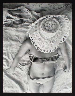 Item #353776 Coney Island Beach People. Untitled [Girl in Straw Hat on Beach Blanket]. Harry Lapow